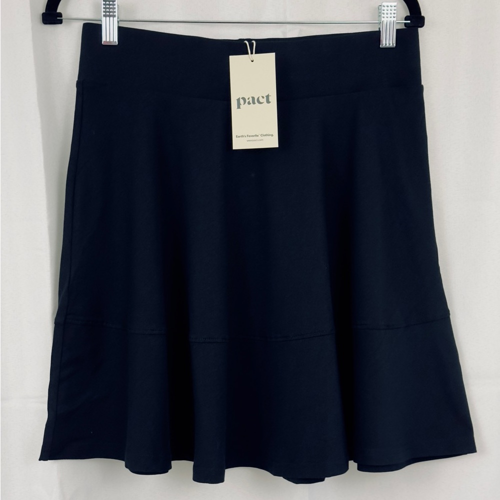 pact Stretchy Organic Cotton Black Fit & Flare Midi Swing Skirt S, M,L & XL  NWT